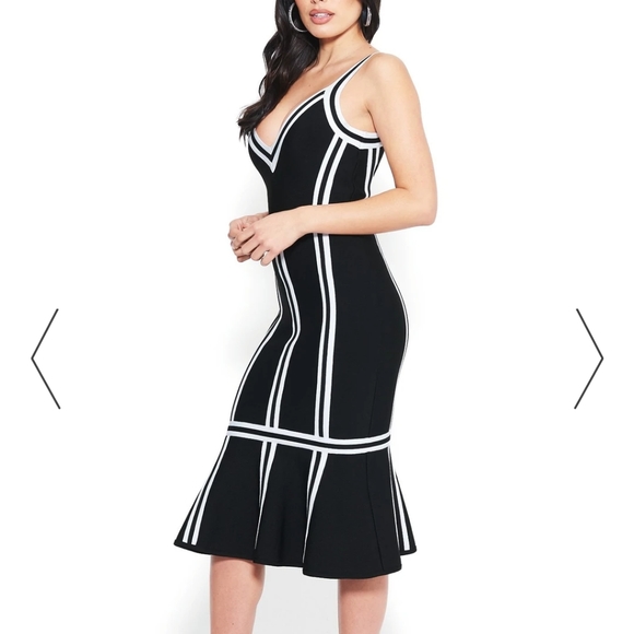 BEBE black/white bodycon Dress - Picture 2 of 5
